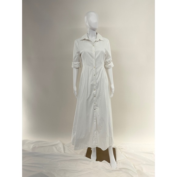 Staud White Cotton Poplin Button Front Maxi Shirt Dress Size 6 - Picture 3 of 10